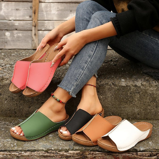 Summer Wedge Platform Slippers