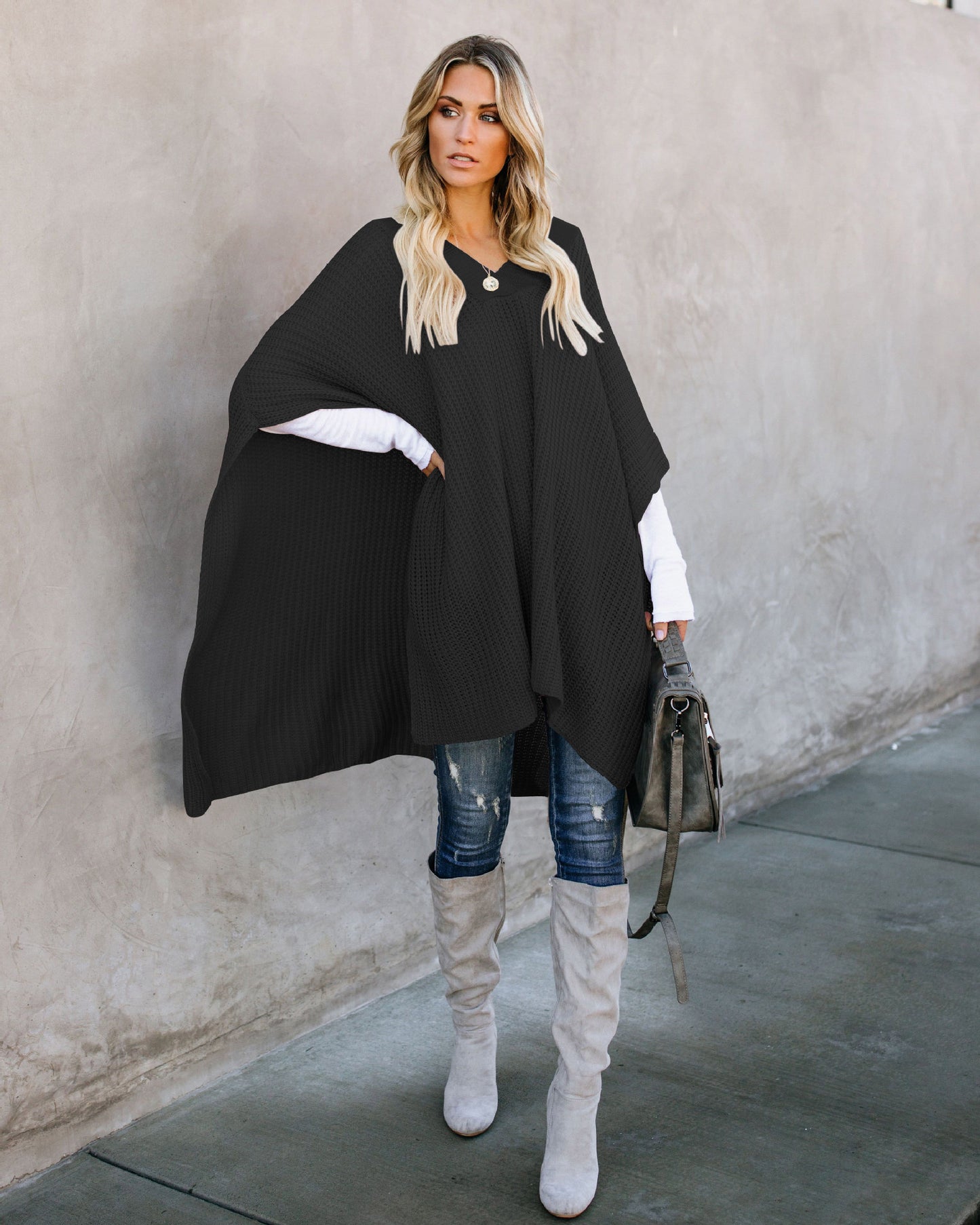 Women's Knitted Cloak Sweater